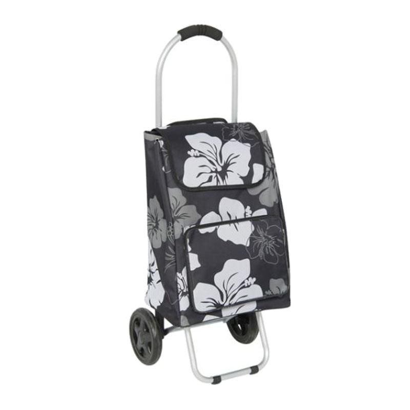 Popular Flower Aluminium Handle Shopping Cart Folding Trolleys with 2 Wheels