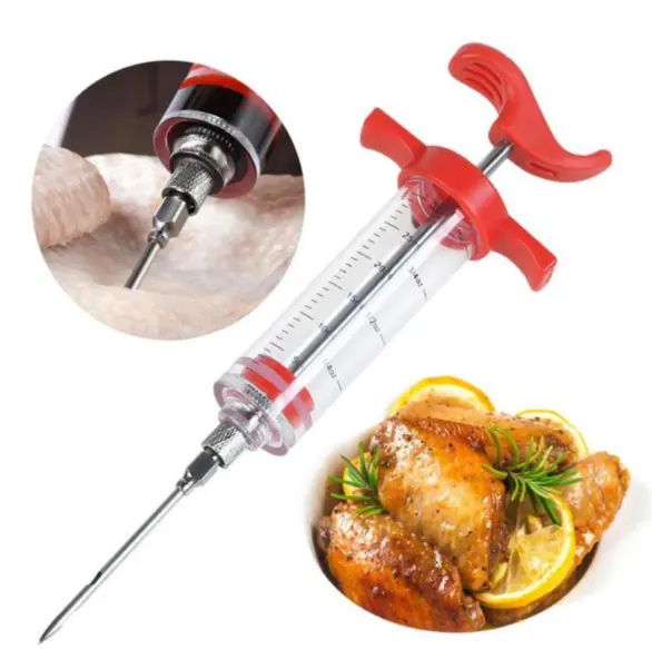 Hot Selling Cooking Meat Poultry Turkey Chicken Injector Seasoning Injector Flavor Syringe Marinade Injector