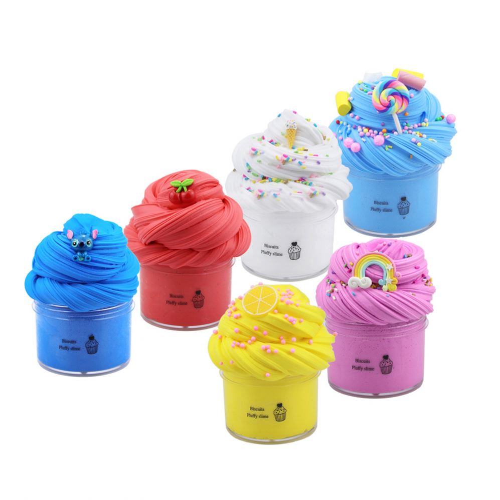 6 Pack 9 Pack Butter Fluffy Slime Set Food Cotton Candy Cloud Slime Kit With Slime Charms