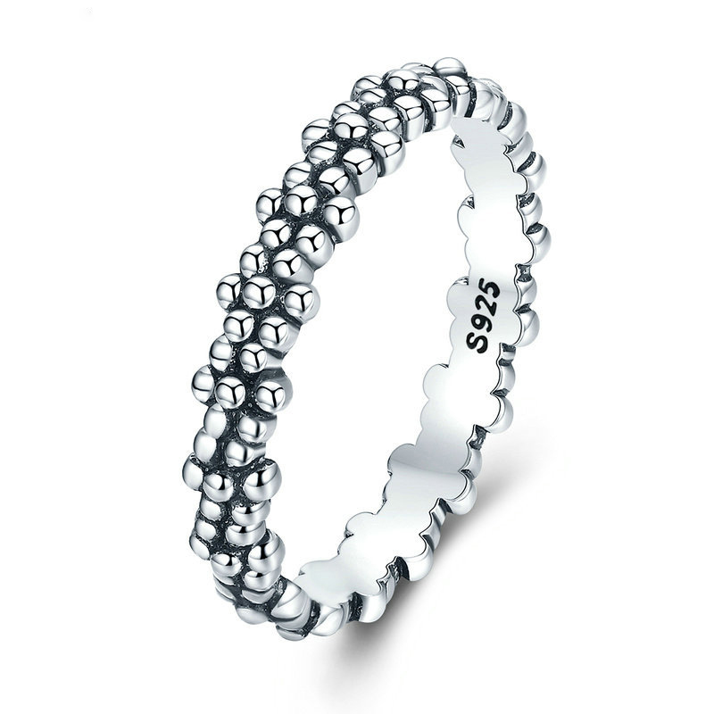 wholesale jewelry 925 sterling silver minimalist glossy flower retro rings women