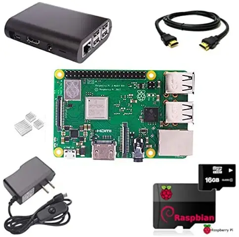 Raspberry Pi 3 B+ Starter Kit Raspberry Pi Motherboard 5V 2.5A On/Off Power Supply Black Case 16GB SD Card