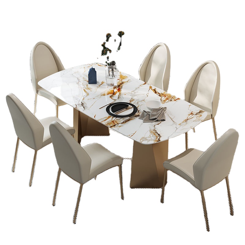 Cheap Dining Table Sets Stainless Steel Leg Dining Table With Chairs Modern Luxury Marble Stone Top Dining Tables Sets