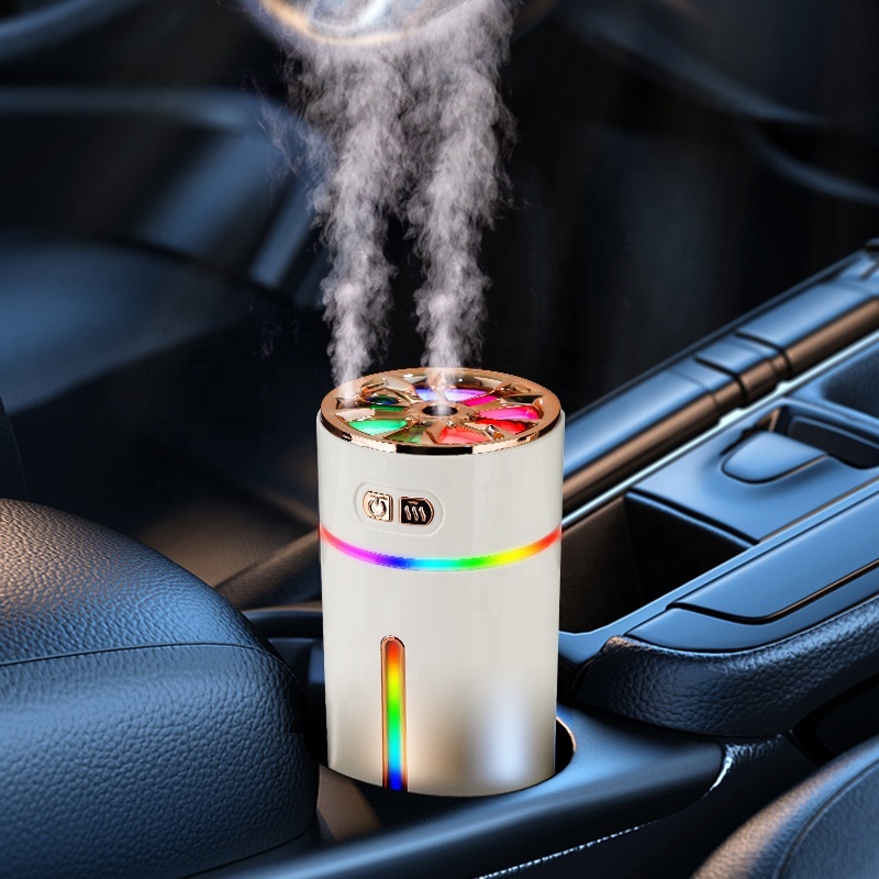 Car Diffuser Double Wet Aroma Essential Oil Diffuser Spray Mist USB Portable Air Humidifiers 7 LED Light Mini Car Humidifier