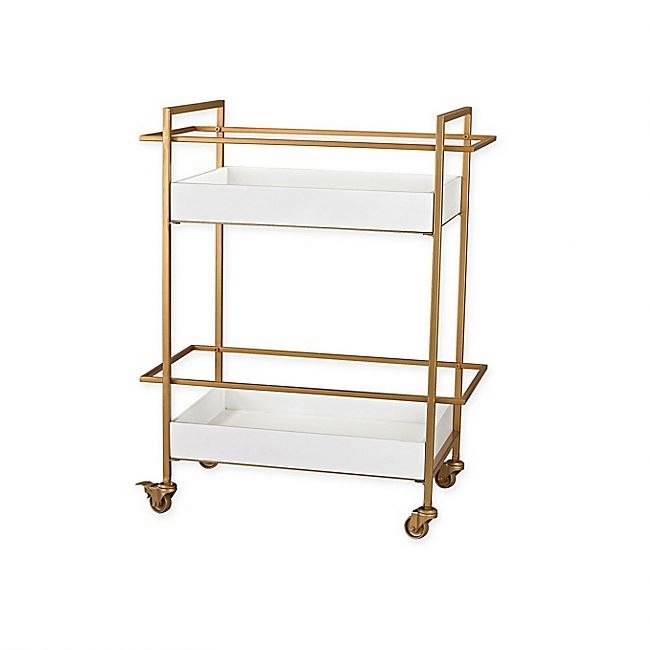 Great Dining Gold Leaf Silver Round Bar Cart