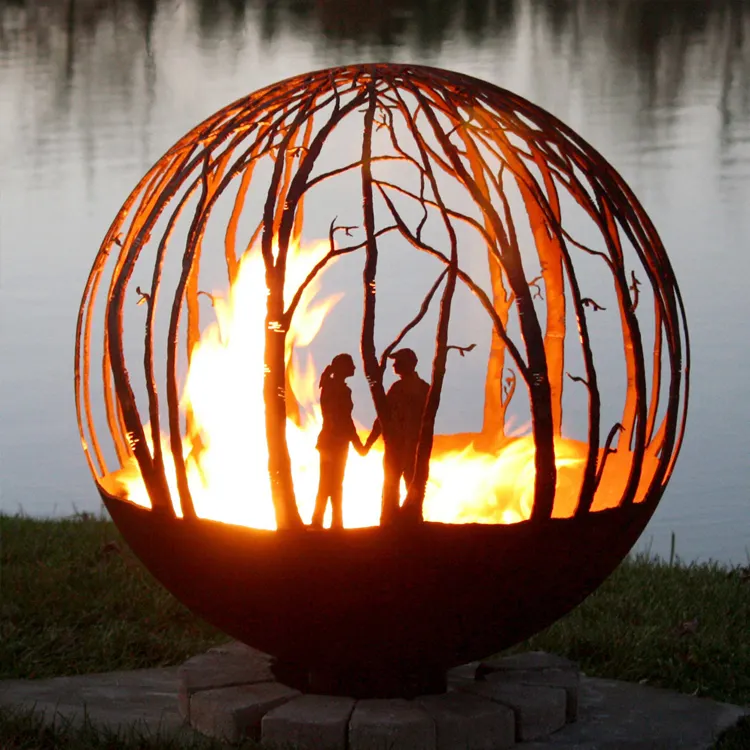 JH-Mech Garden Fire Sphere OEM Design Ball Outdoor Furniture Steel Globe Sphere Fire Pit