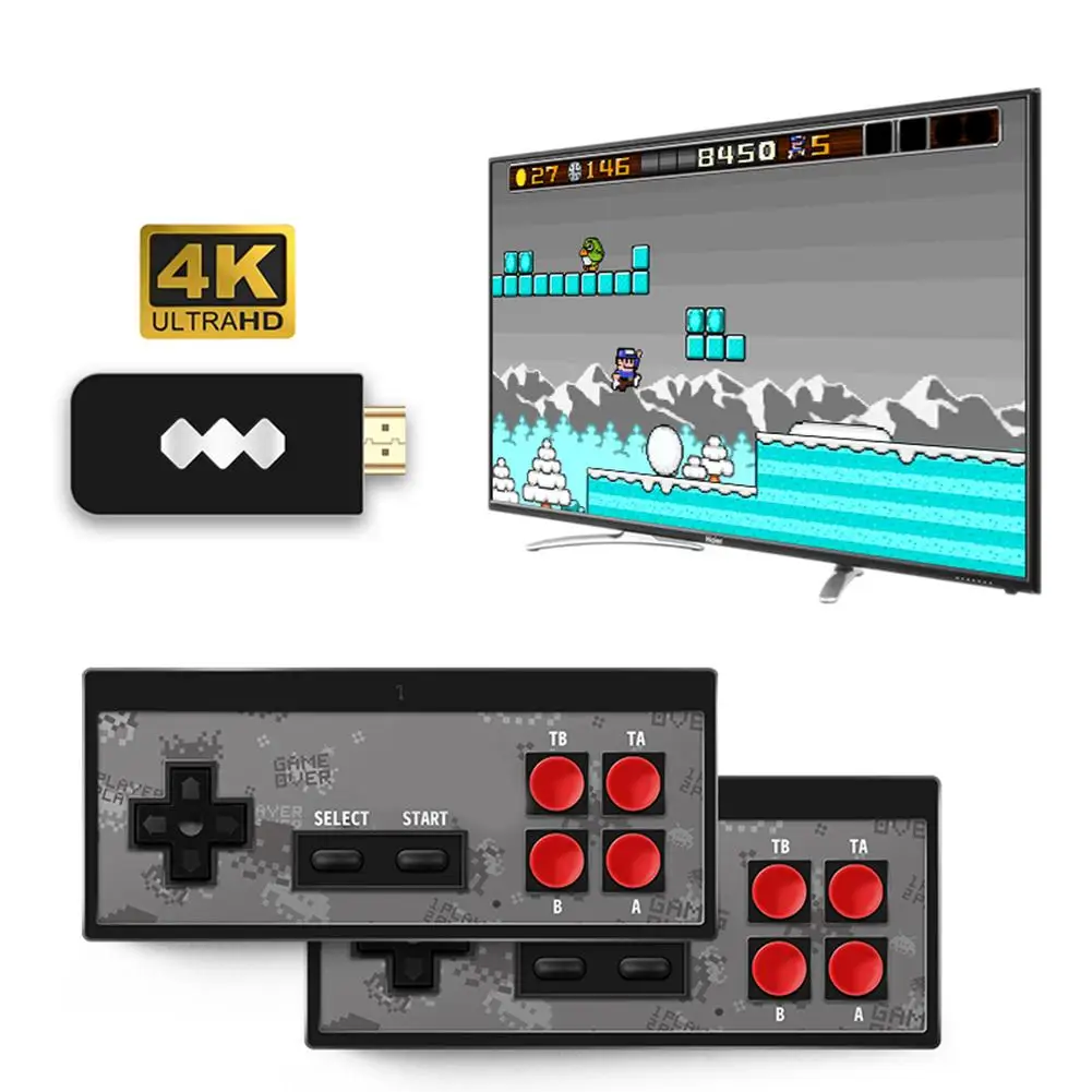 Оптовая продажа, Классическая Мини ТВ игровая консоль 4K HD, ретро видео игра, 621 встроенных игр с двумя геймпадами