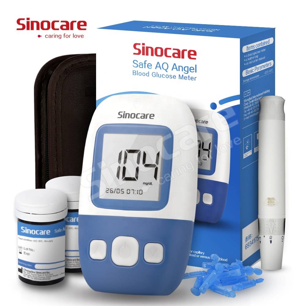 Быстрый тест Sinocare безопасная ангела для домашнего использования, глюкометр для измерения уровня глюкозы в крови, цифровой автоматический прибор для измерения уровня сахара в крови, анализатор тест-комплект для контроля уровня сахара в крови с 50 тест-