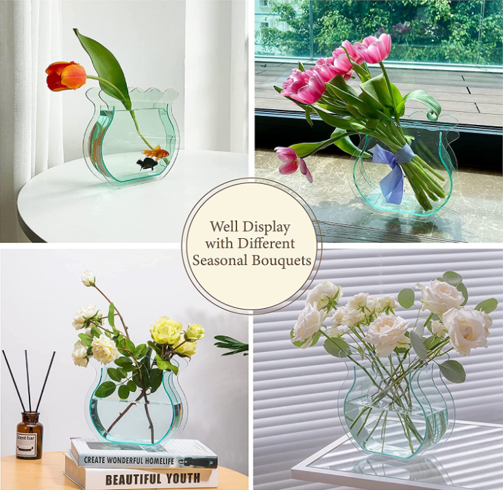 2021 Hot sale Acrylic Cyan Luxury Vase Desk Vase For Home Decor