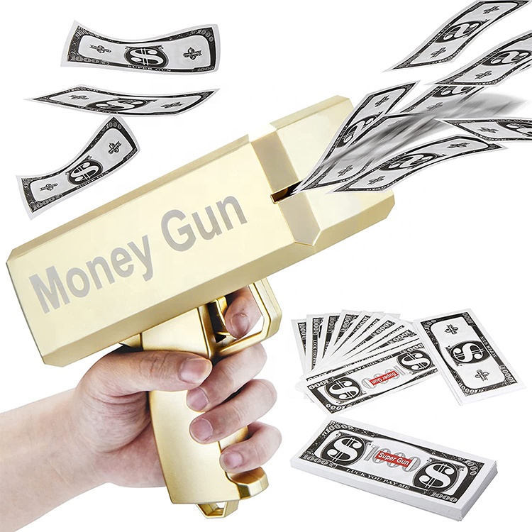 Gold Money Guns Birthday Shooter Make it Rain Toy Super Money Gun Handheld Spray Cash for Game Movies Party