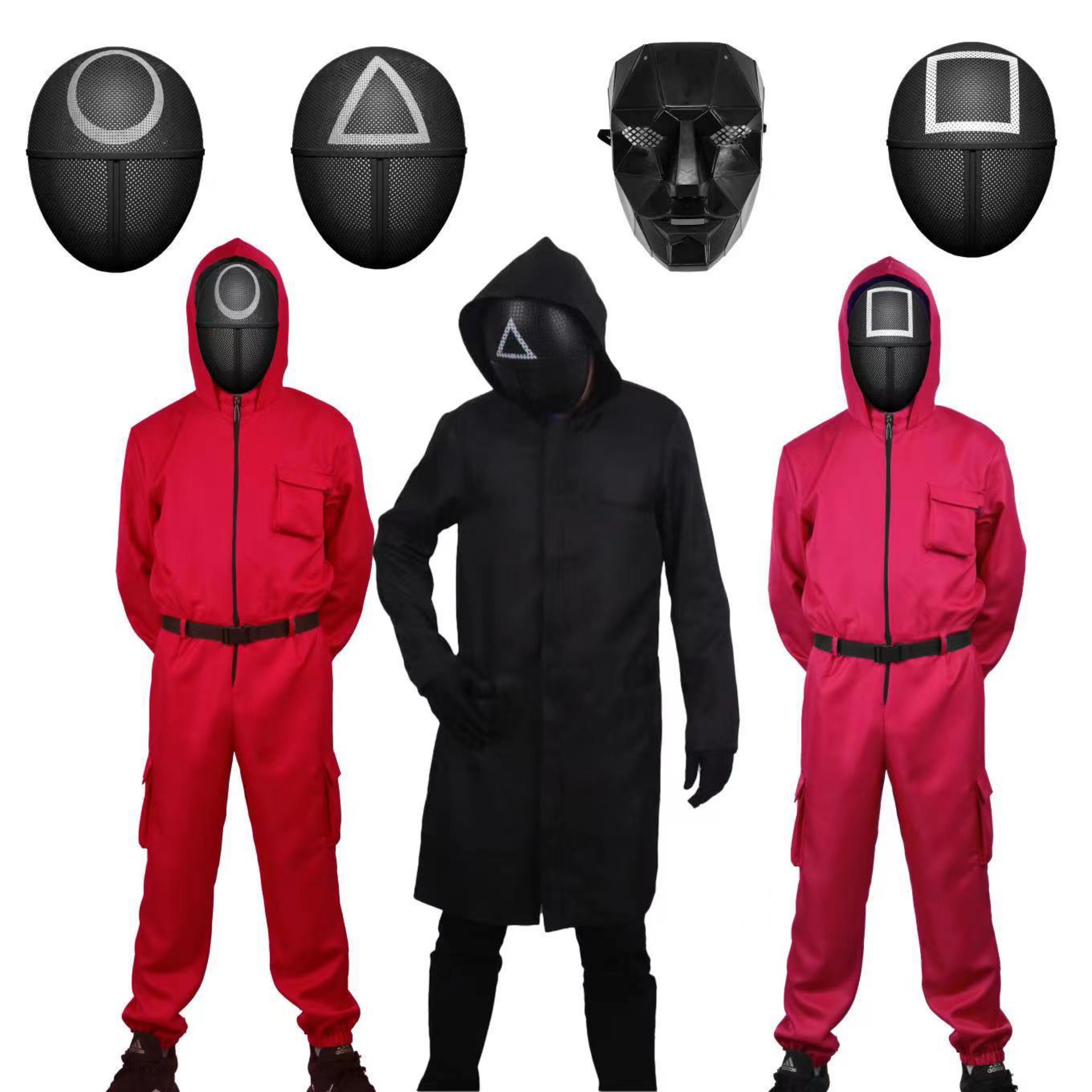 Party Halloween Costumes Red Jumpsuits about Korean drama squid game