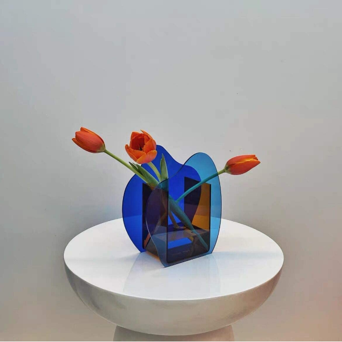 Customer Color And Size Pear shape Acrylic Flower Vase Flower Vase Home Decorative