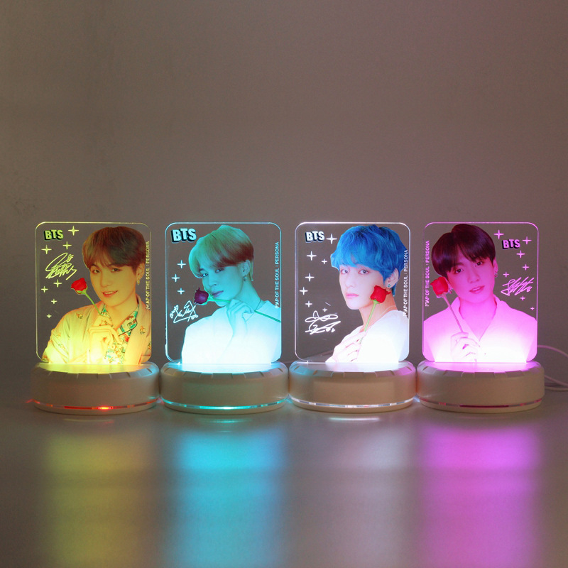 Wholesale Kpop Merchandise Bts Table Led Night Lamp Bts Merchandise Acrylic Lamp