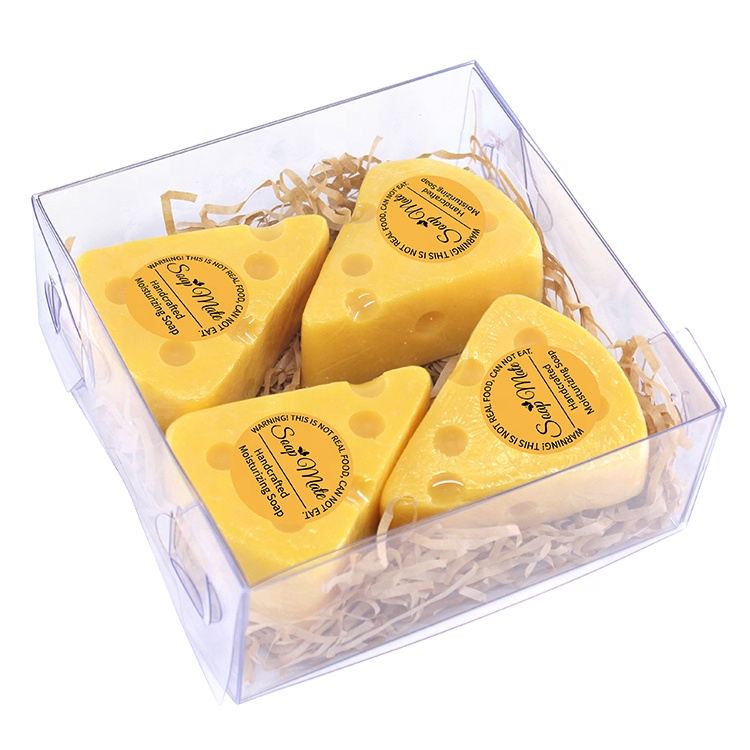 OEM 4pcs Natural Moisturizing eco Friendly Cheese Shape Soap PVC Gift Box Set