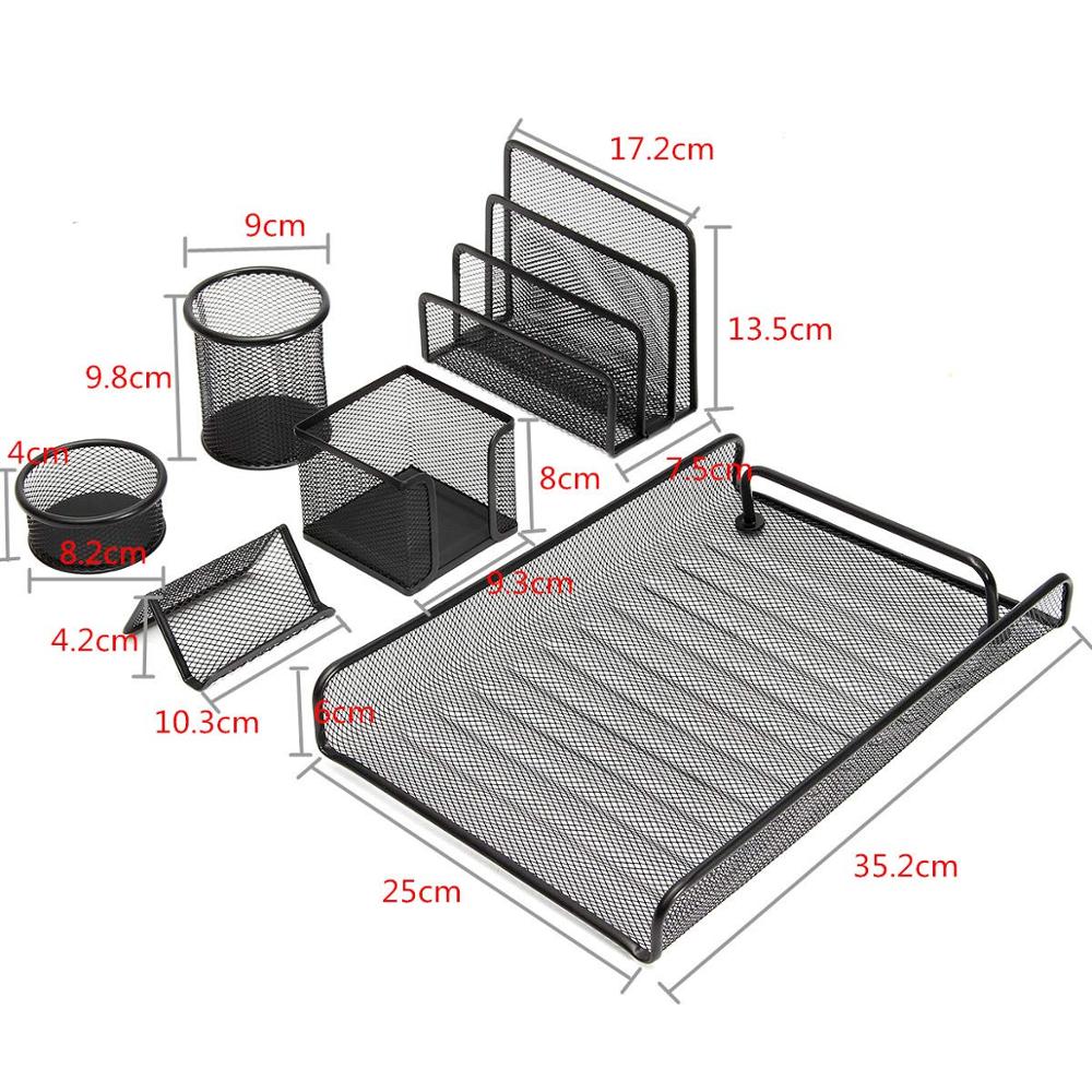 Desktop Office black powder coated Metal Mesh Desk stationery set for Office School Supplies