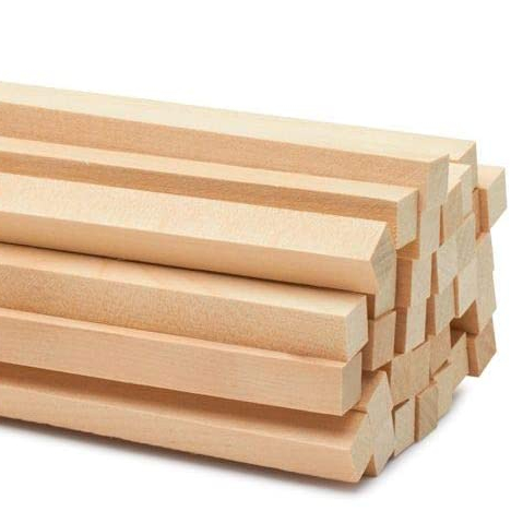 Деревянные квадратные дюбельные стержни 1/2x12 дюймов, упаковка из 25 необработанных квадратных палочек для рукоделия из твердой древесины, детали мебели из тика «сделай сам»