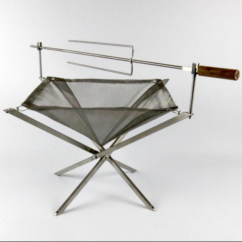 Outdoor Stainless Steel Portable and Foldable Fire pit with grill camping&hiking stove OEM picnic grill
