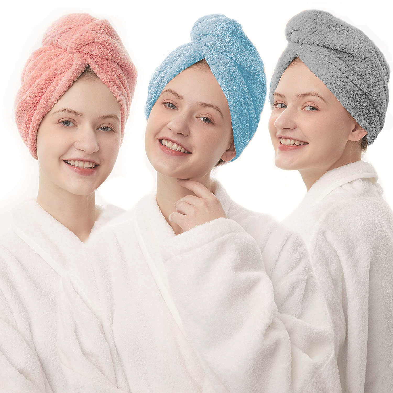 Spa women's super absorbent quick drying soft magic scarf with button twist wrap microfiber towel dry hair towel