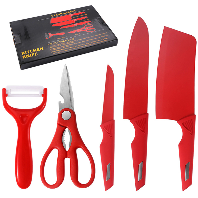 5 PCS Stainless Steel Kitchen Knife Set Oxidation for Anti-rusting and Sharp Super Sharp Cutlery Knife Set for Home or Chef