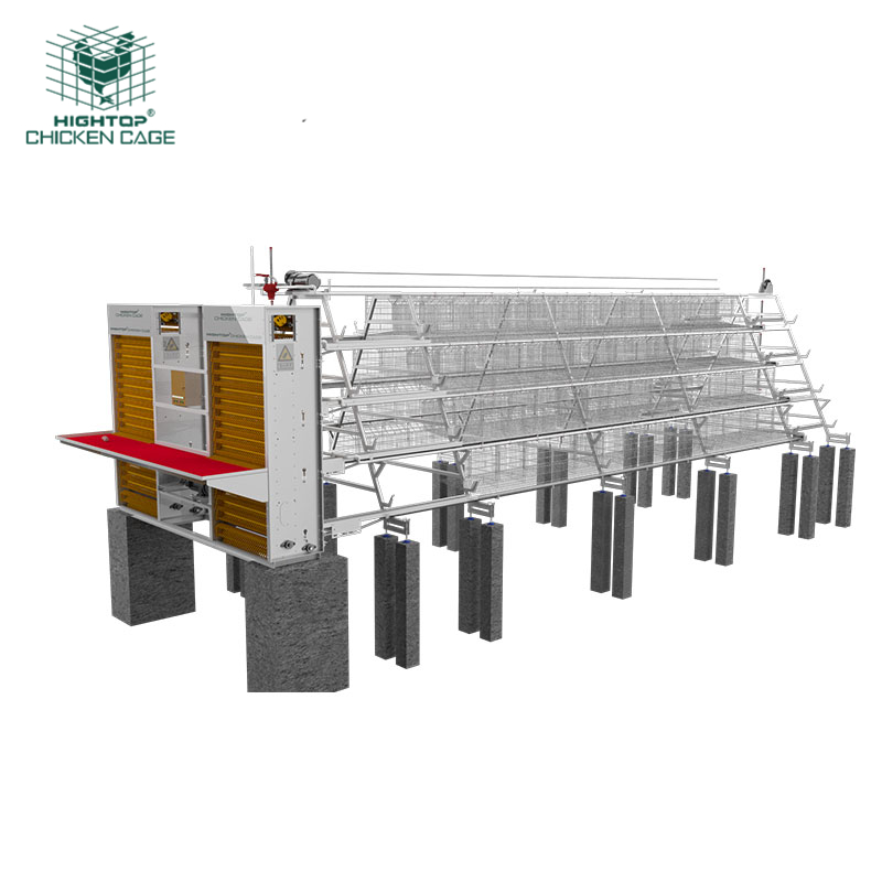 Hightop 20 Years Lifetime Hot Galvanized 4 Layers A Type Chicken Layer Fully Automated Battery Cage System For Sale