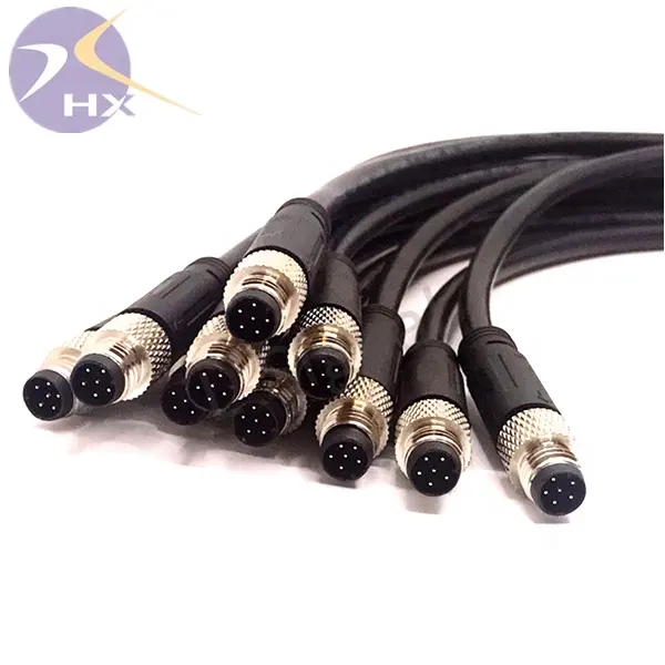 M12 M8 Customized Cable M8 Assembled Cable 2 Pins M8 3Pin 4Pin 5Pin 6Pin Screw Connector Cable