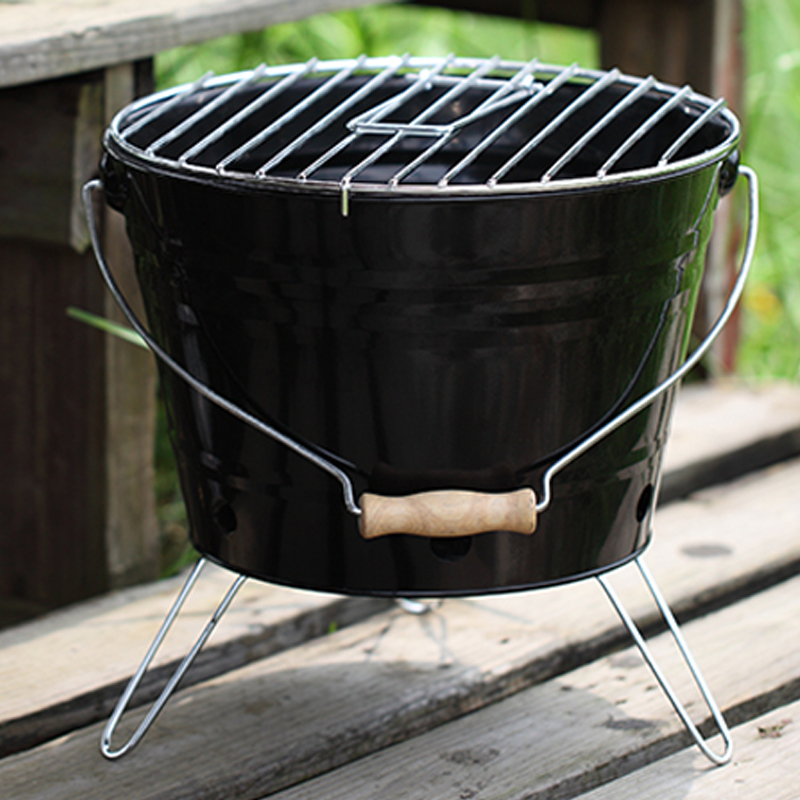 Portable Metal Outdoor Round Shape Pail Barbeque Bucket Bbq Charcoal Grill