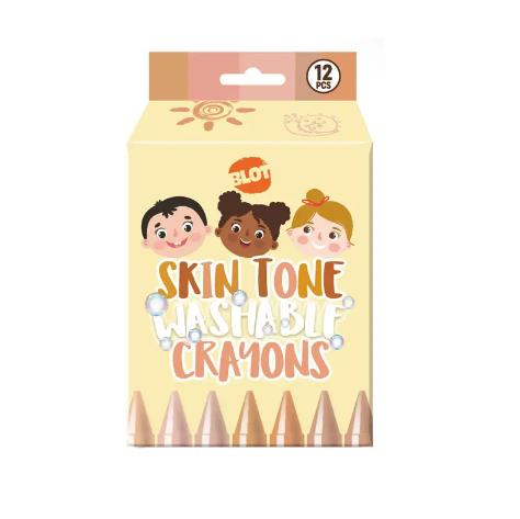 12 шт. тон кожи с рисунком из мультфильма Аниме Crayon оптовая продажа 24 цвета нетоксичные Смываемые мелки Профессиональный рисунок пером Best количество безопасности Цвет, набор в коробке