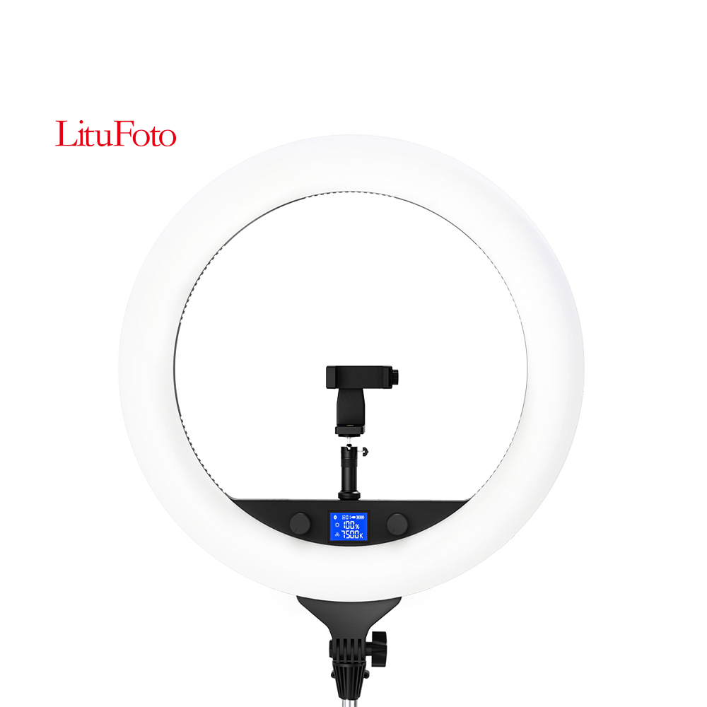 Litufoto P40 19 дюймов 60 Вт кольцевой осветитель на светодиодах (LED) для селфи круг для видеосъемки с осветительной стойкой держатель телефона для YouTube съемки