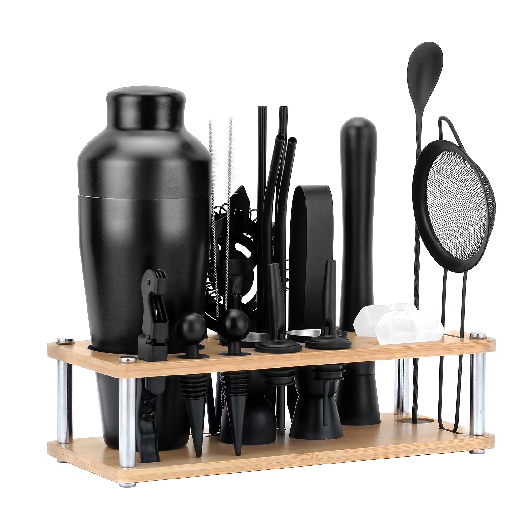Mixology Bartender Kit 10-Piece Bar Tool Set with Bamboo Stand Perfect Home Bartending Kit Martini Cocktail Shake Set