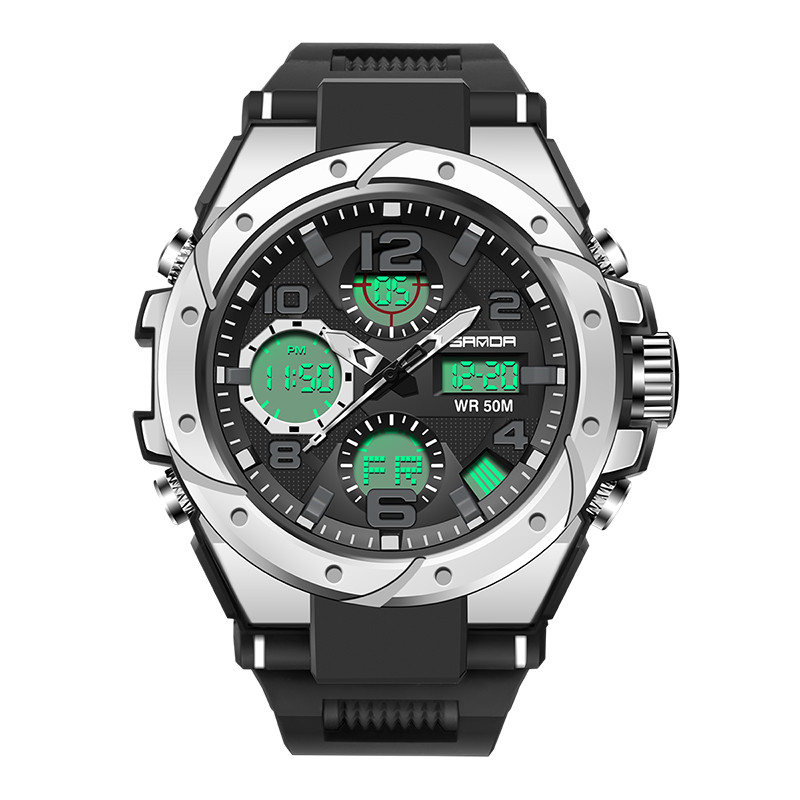 SANDA 6008 Dual Display Wrist Watches Men Fashion Sport Digital Watches