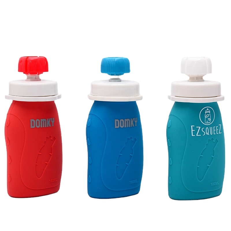Customized Printing Reusable Freezer Safe silicone baby food water spout pouch bottle