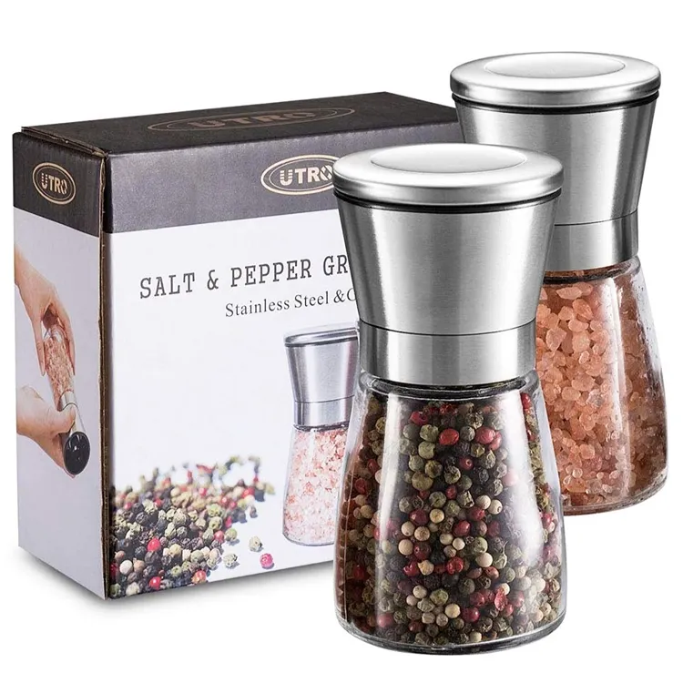 Kitchen Gift Hot Sell High Quality Spice Packaging 160ml Himalayan Salt And Pepper Grinder Set