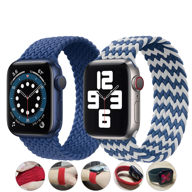 Ремешок плетеный нейлоновый для Apple Watch Band 44 мм 40 мм 38 мм 42 мм, эластичный браслет для iWatch Series 6 SE 5 4 3, 2020