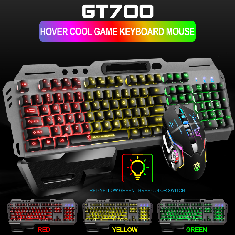 Дешевая 2 в 1 компьютерная клавиатура rgb usb Проводная Механическая игровая клавиатура мышь комбо
