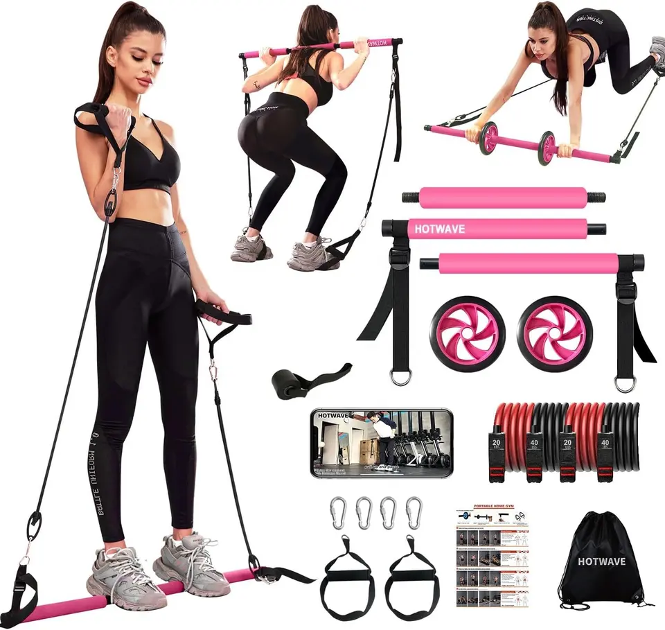 Fitness Accessories Elastic Bands Exercise Pilates Bar Kit Fitness Stick Sport Pull Rope Pilates Bar Kit with Resistance Bands