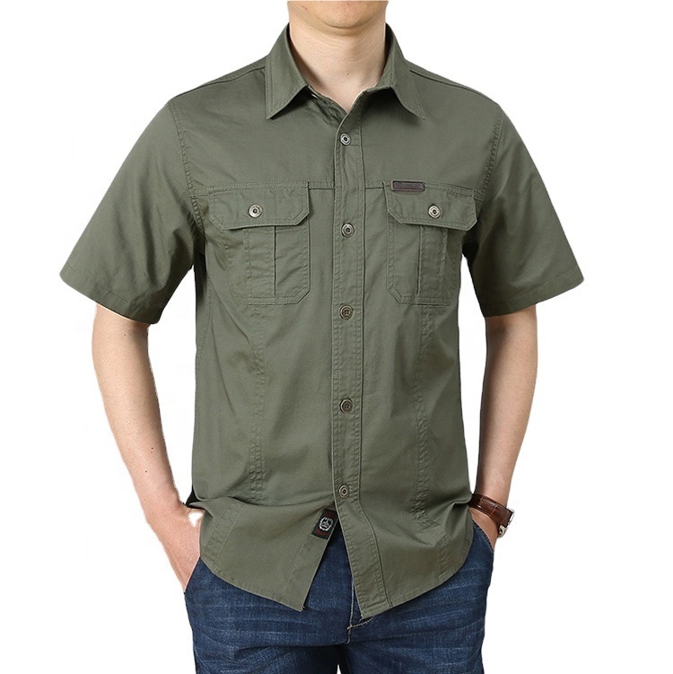 Holiday Outdoor Recreation Regular Fit Casual Button Down Shirts for Men Wrinkle Resistant Short Sleeve Dress Shirt
