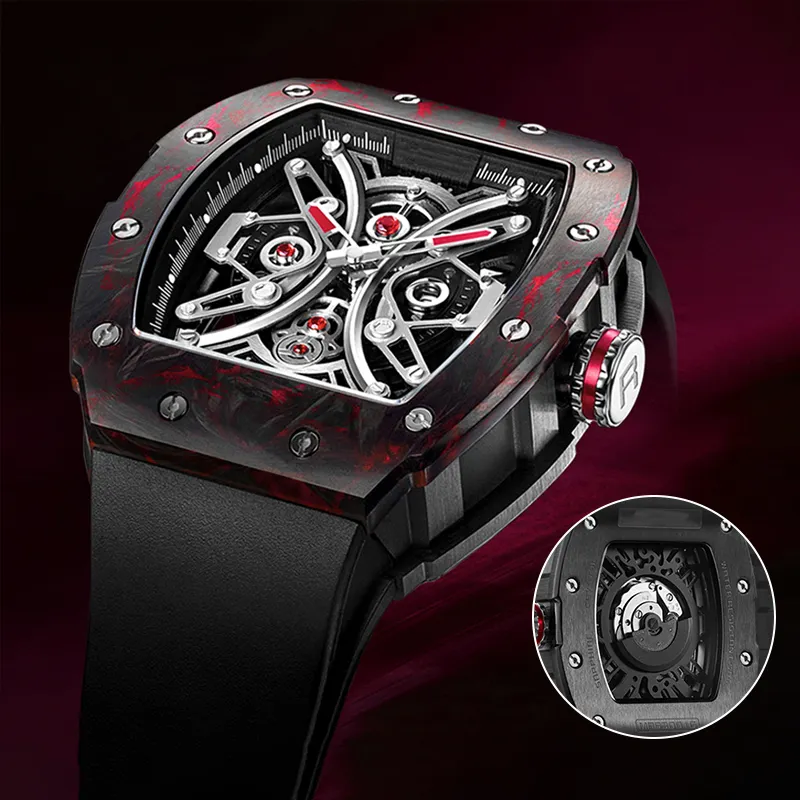 Custom Logo Richard Miles Watches Premium Watch Richard Mille Copy Mens Mechanical Watches Luxury Automatic Hollow Carbon Fiber