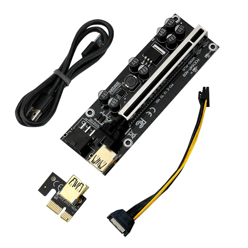 2021 PCIEx1 to X16 converter board graphics card extension cable VER009s Black gold steel external graphics card PCI-E