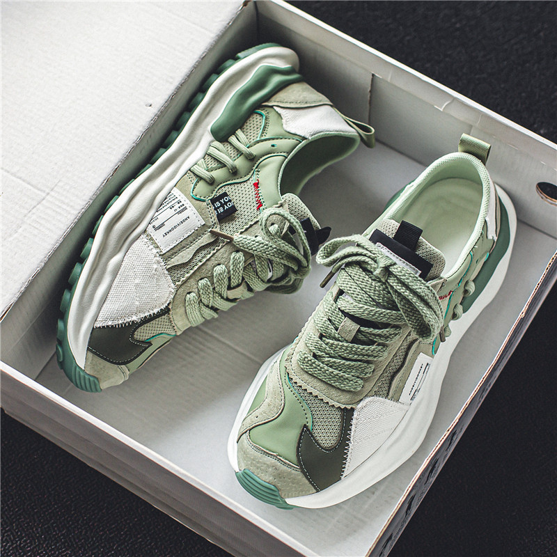 Fashion Flying Weaving Breathable Mesh Shoes Trendy Height Increasing Basketball Sports Shoes Men Casual Daddy Shoes