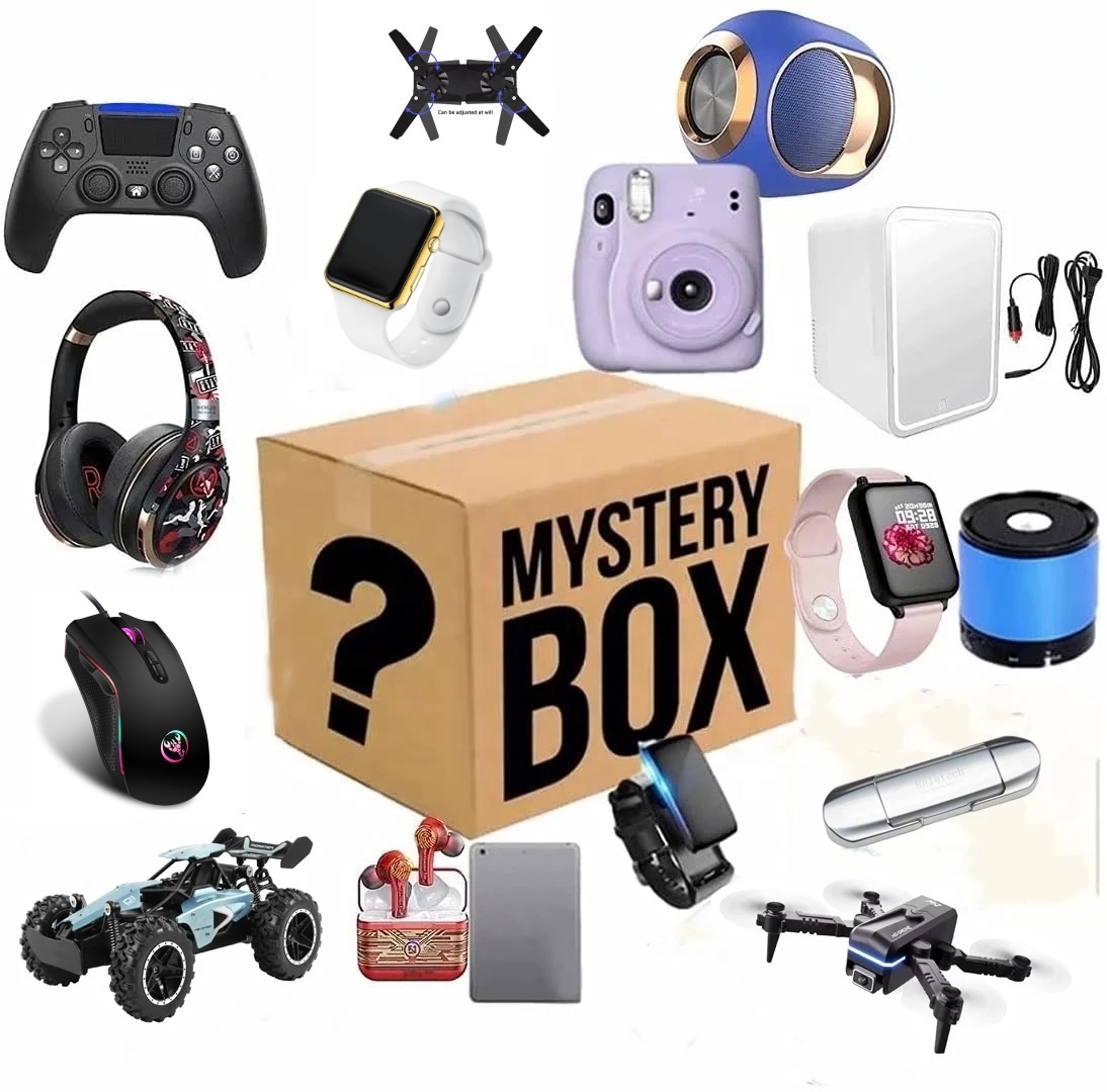 Electronics Lucky Mystery Boxes, Party Toys Gifts, There представляет собой Chance для Open: Cameras, Drones, gamepads, Earphone и More, 3C