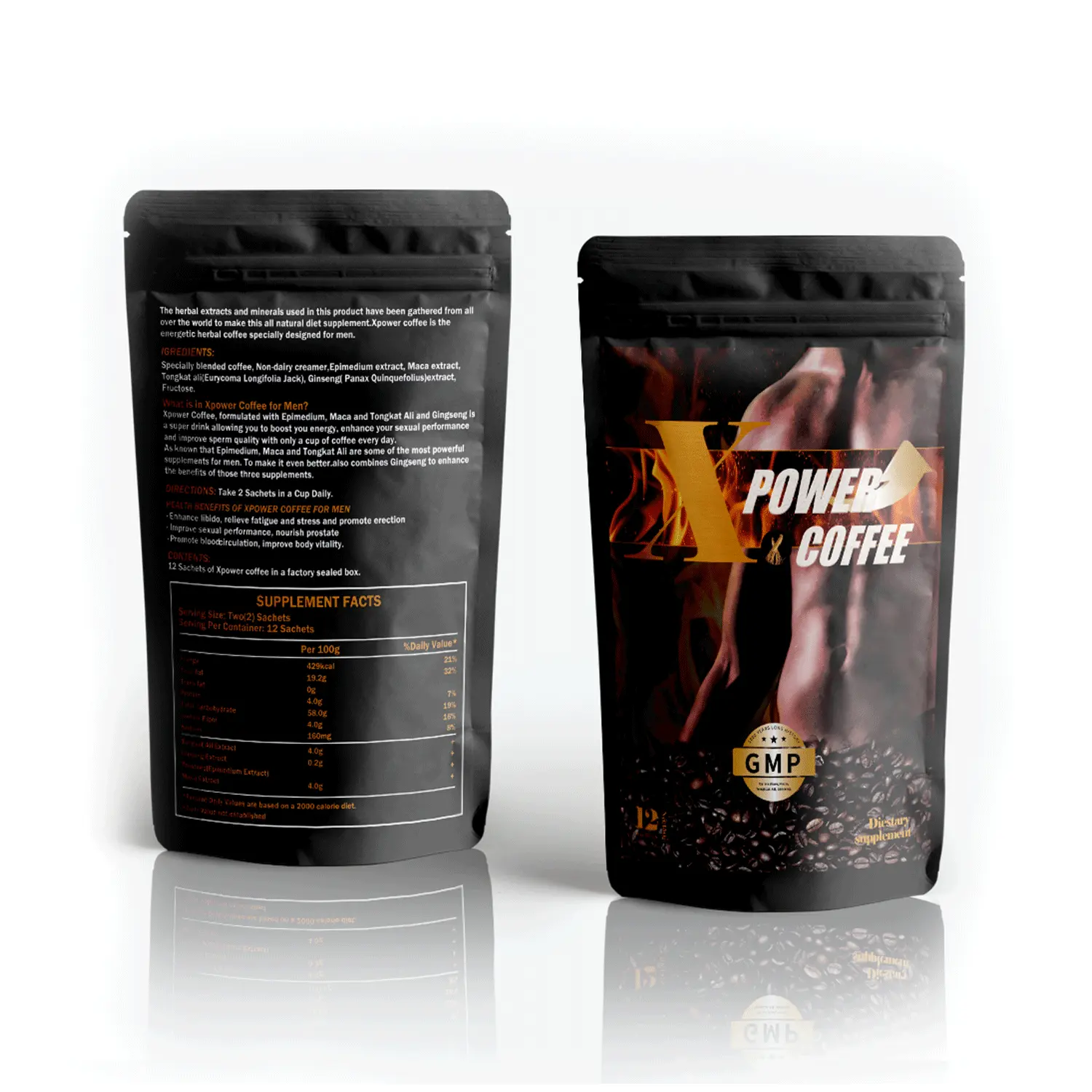 free sample private label OEM Power Energy instant maca Coffee with Tongkat Ali ginseng herbs