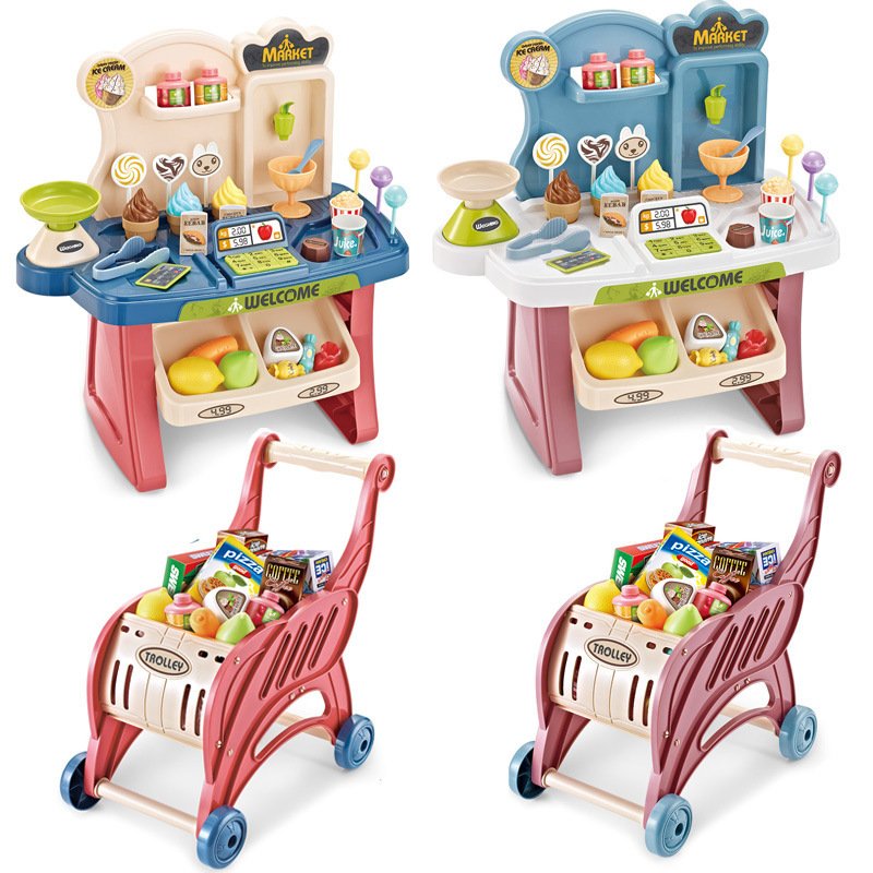 2024 Newest Children's Mini Cashier Supermarket Ice Cream Candy Pretend Play Toys Supermarket Pretend Play Toy