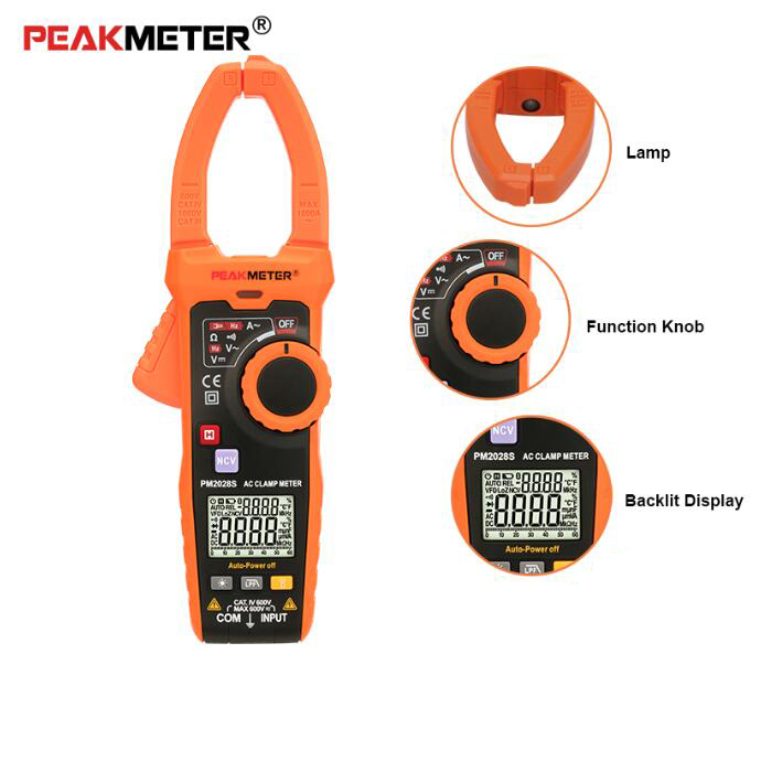 PEAKMETER PM2028S Смарт 6000 отсчетов 1000A цифровой мультиметр с клещами для измерения частоты тестер сопротивления Бесконтактный тест напряжения