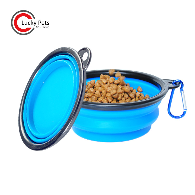 Pet drinking water folded collapsible silicone dog bowl