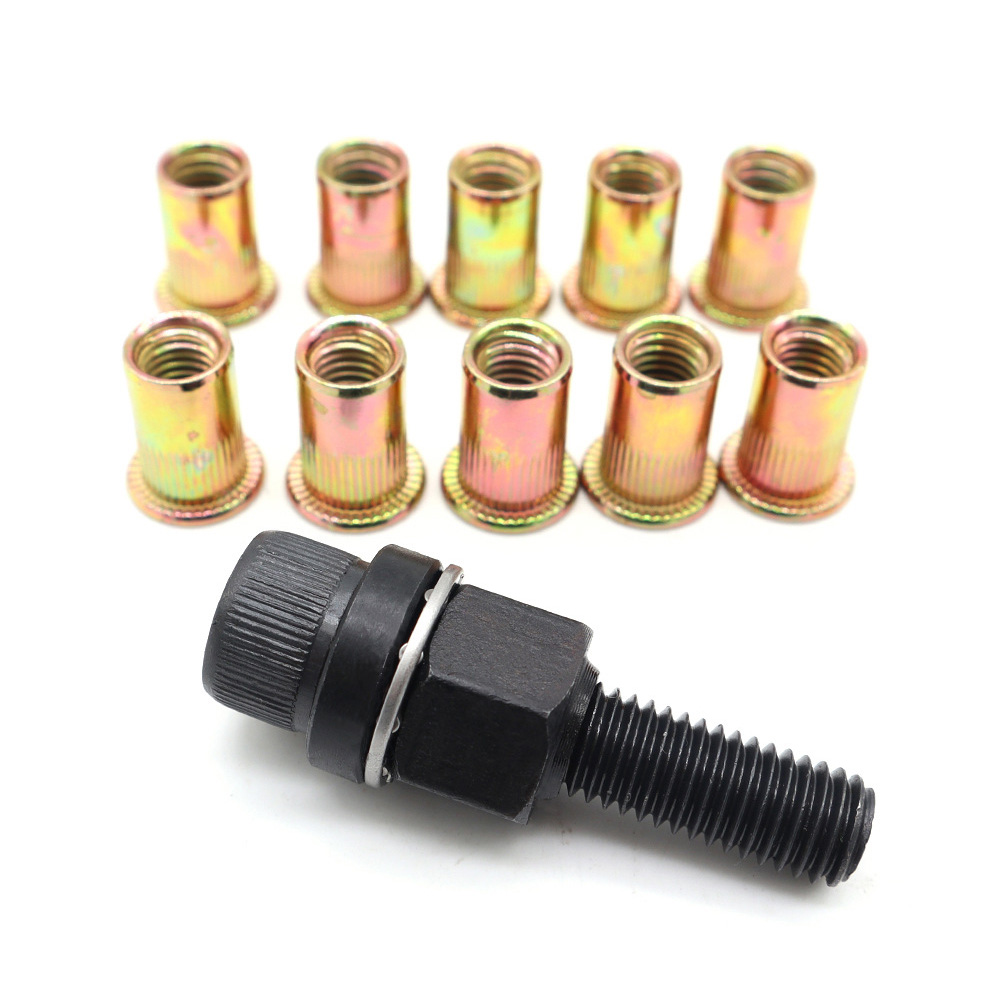 Rivet Nut Gun Drill Adapter Tool Cordless Rivet Nut Tool Kit M12 M10 M8 M6 Manual Threaded Hand Riveter