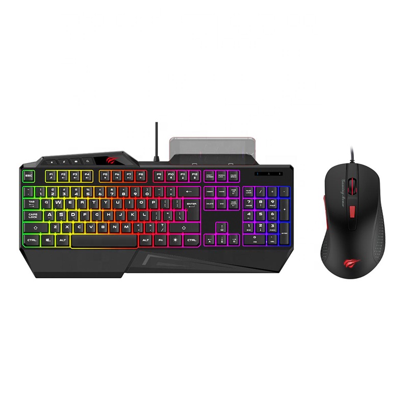 Kb852Cm Havit 108 ключи, игровая мышь, клавиатура Комплект ноутбук с подсветкой комбо игровая клавиатура и мышь с подставкой для телефона