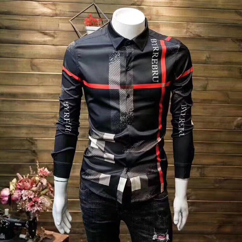 FB-029 Мужская 95% полиэстер 5% эластан тканые рубашки SLIM FIT M-LIST