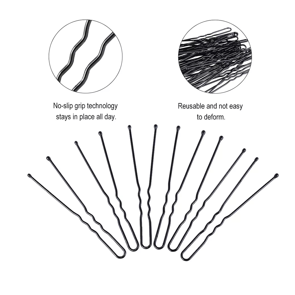 Trendy Clip 80mm Hairpin for Girls Metal Invisible U Black Hair Clips Box Bobby Pins