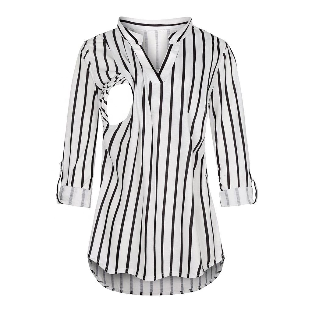 Fanyi new summer breastfeeding t shirt clothes V Neck Solid Long Sleeve nursing top for Pregnant Women