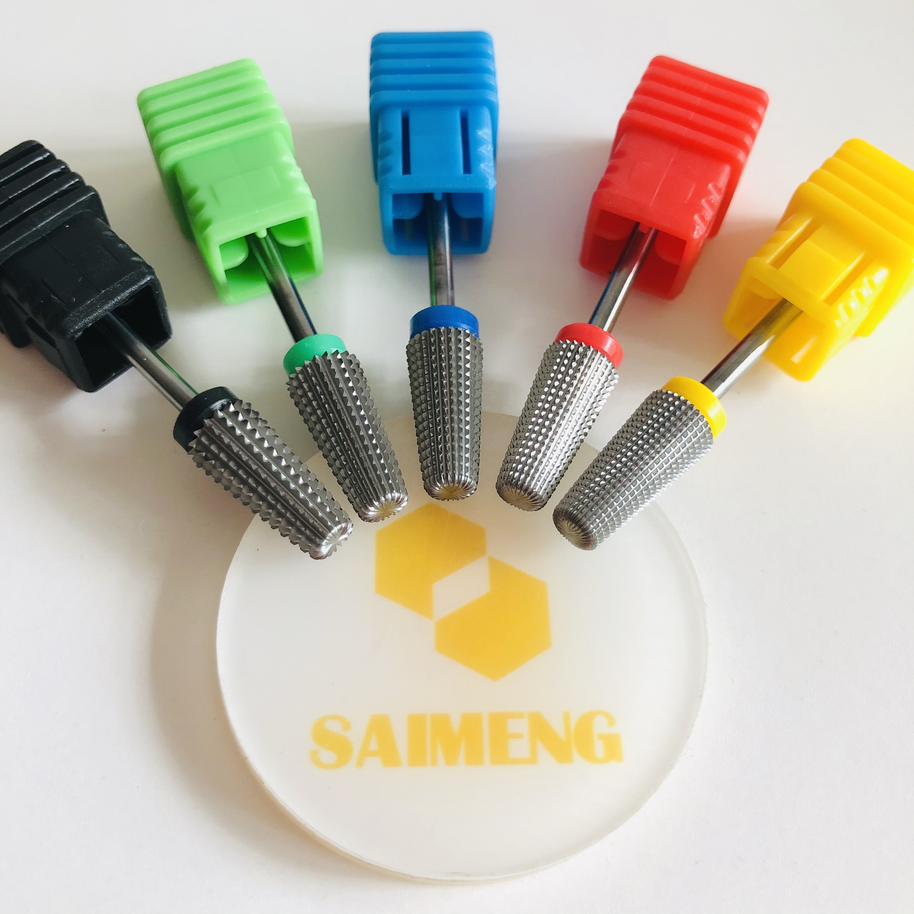 Saimeng новый дизайн конические сверла для ногтей 5 в 1 безопасные сверла для ногтей карбидные сверла для ногтей
