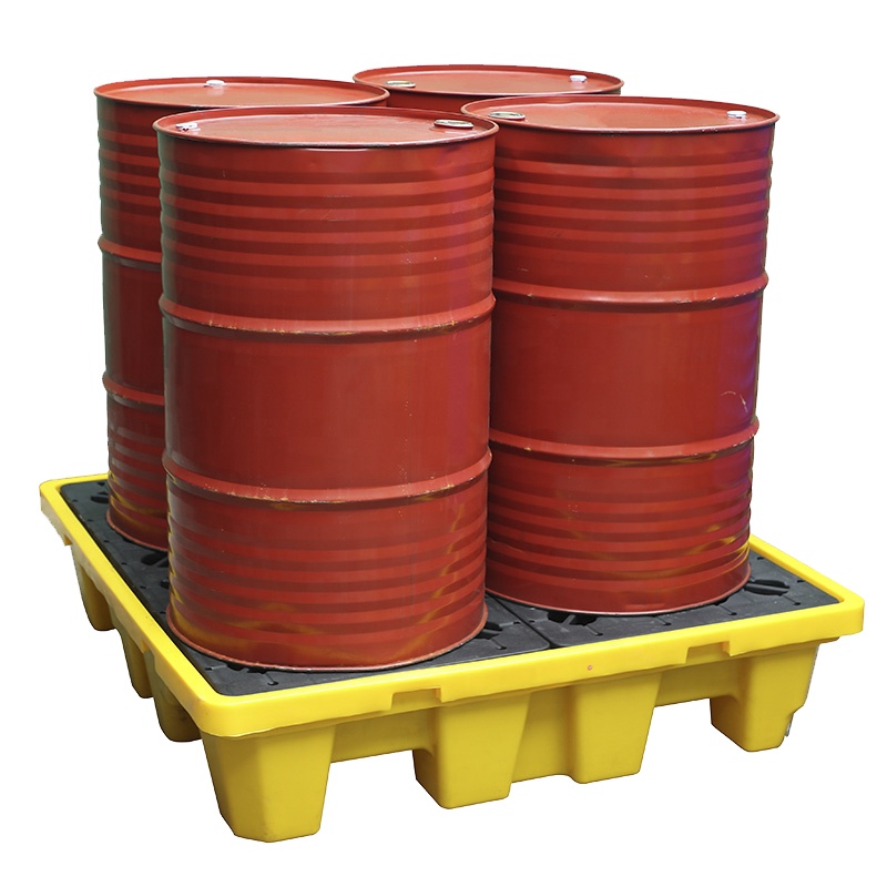 Чистый hdpe желтый Съемный большой размер пластиковый четыре 4 барабана ibc разлива поддон